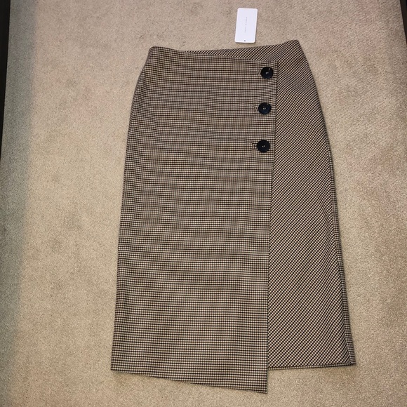 Nwt Zara Checked Wrap Midi Skirt Size M - Picture 7 of 8